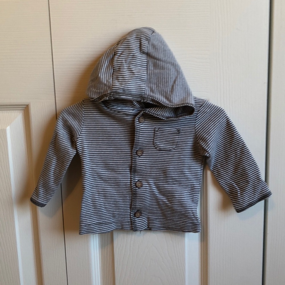 Grey/white striped hoodie